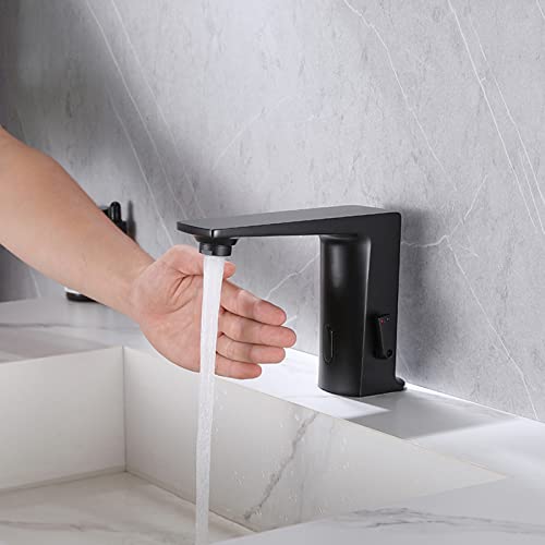 Grifo de baño con sensor automático negro para lavabo moderno 2
