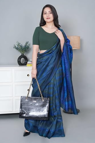Image of Mlada V-Neck Stretchable Saree Blouse Top for Women | Slim Fit Short Sleeves Solid Cotton Blouses | Readymade Saree Blouses for Women Festive & Ethnic | Blouse Crop Top