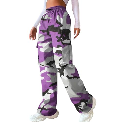 Hvyesh Camo Cargo Pants for Women, Long, Baggy, High Waisted, Tall, Y2k, Womens Casual Pants Trendy 2025, Teen Girls Clothing