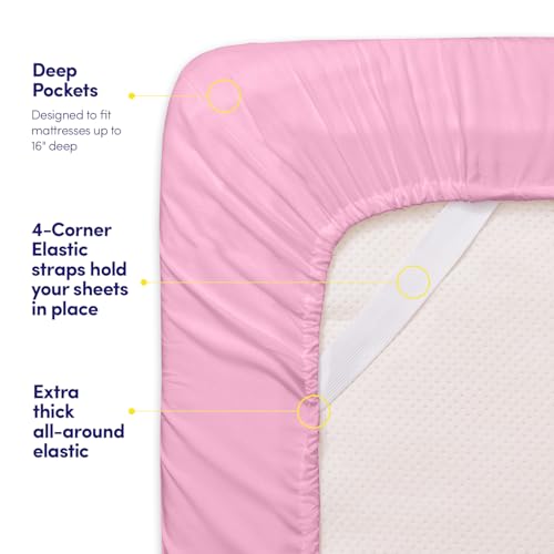 Image of 1500 Supreme Collection Full Sheet Sets Pink - Luxury Hotel Bed Sheets and Pillowcase Set for Full Mattress - Extra Soft, Elastic Corner Straps, Deep Pocket Sheets, Full Pink