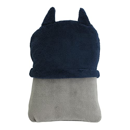 Image of NoJo Warner Brothers Batman The Caped Crusader Navy, Gray and Yellow Batman Character Shaped Blanket