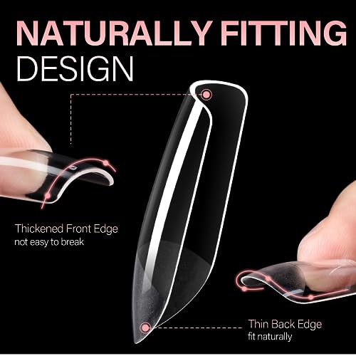 AILLSA Short Square Nail Tips Full Cover Clear Gelly Tips Half Matte Acrylic Tips Pre-Filed Fake Press on Nail Tips for Extension Home DIY Salon Manicure 216PCS 12 Sizes