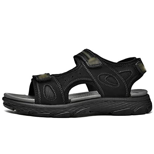 Beach Sandals Men's Shoes Genuine Leather Flats Leisure Platform Shoe Men Casual Sandals Outdoor Footwear(41)