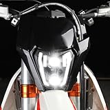 CHANGCHENG Dirt Bike Headlight LED With Turn Signals Universal Headlight Kit Light for Enduro Dirt Bike Motocross Supermoto ATV-Black