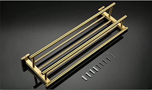 Barre de serviettes double en acier inoxydable or brossé mural 70cm - 5