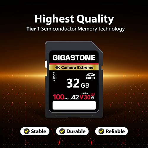 Image of 【5-Years Data Recovery】 GIGASTONE 32GB SD Card 5-Pack, 4K Camera Extreme, UHS-I A2 V30 SDHC Memory Card 4K Full HD Video Speed up to 100MB /s Compatible with SPYPOINT TACTACAM Trail Camera