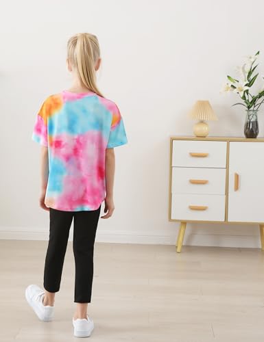Image of Girls 2 Piece Outfits Kids Clothes Pants Sets Print Short Sleeve Top Leggings Spring Summer Tracksuit 4-13Y