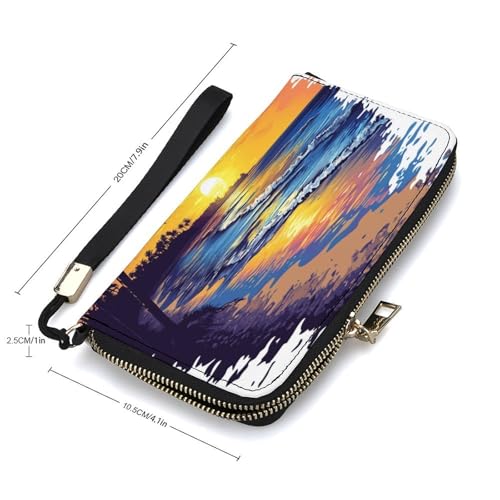 Beach, Sunset PU Leather Clutch Long Bifold Wallet, Coin Purse Credit Pass Case, Durable Card-Holder Money Storage for Women Men2