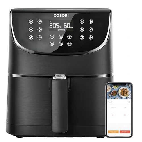 COSORI Friggitrice ad Aria Smart Senza Olio, Air Fryer da 5,5 Litri, 11 Programmi & WiFi Controllo, Modalità di Preriscaldamento & Mantenimento in Caldo, 100 Ricette Italiane, 1700W