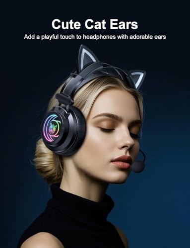 Casque gaming oreilles de chat pour streamer sur PC et console Switch
