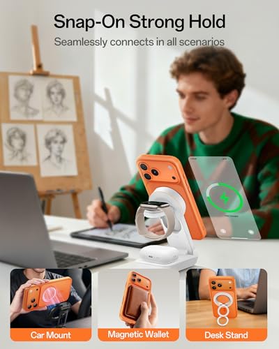 Image of UNBREAKcable Magnetic for iPhone 17 Pro Max Case 6.9-Inch, Compatible with MagSafe, Full Camera Protection, Built-in Magnetic Ring, Drop Protection Shockproof Slim Phone Cover - Orange