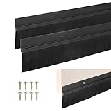 M METERXITY Paquete De 2 Barredoras Inferiores Para Puertas 39" L X 2.6" A Base De Aleación De Aluminio En Forma De H Con Cerdas De Nylon De 1.6" Para Sellado Climática [Negro]