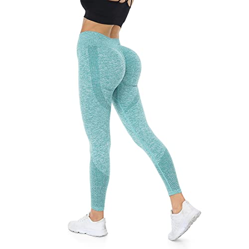 Sicoozoe Women Butt Lifting Workout Leggings, High Waisted Tummy Control Yoga Pants Seamless Squat Proof Gym Tights (25'' In) (As1, Alpha, M, Regular, Regular, 3 Green) #TOP28