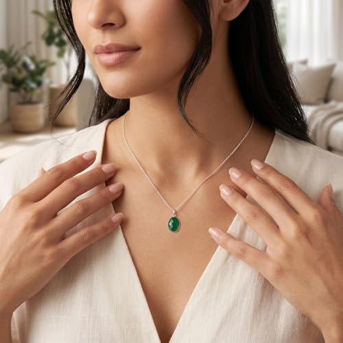 Pendentif onyx vert argent 925 Le Luft : bijou artisanal d'exception