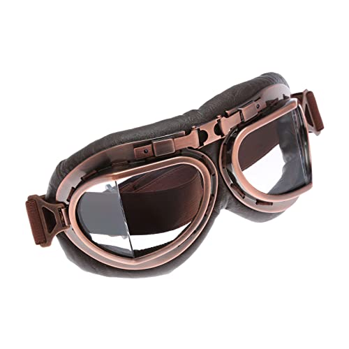 Muxsam Vintage Motorcycle Goggles, Atv Motocross Goggles, Dirt Bike Racing Riding Off Road Scooter Glasses, Windproof Dustproof Eyewear For Adults Men Women, Copper Frame Clear Lens #TOP2