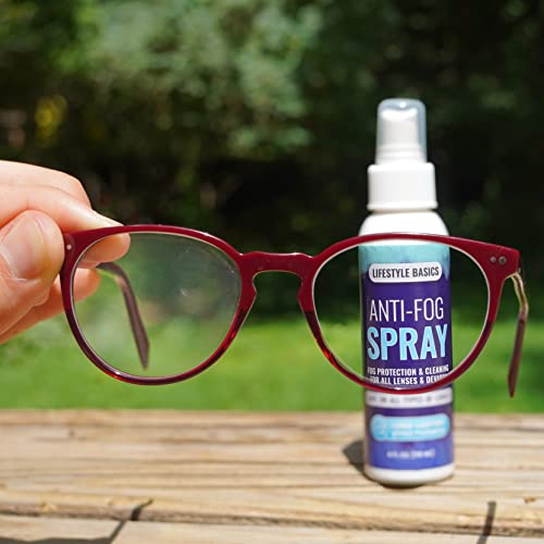 Lifestyle Basics Anti Fog Spray Cleaner For Eye Glasses, Lenses, Mirrors - All-Surface Fog Prevention - Up To 24 Hrs Protection #TOP3
