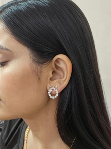 Image of Korean earrings combo for girls stylish | Pack of 4 Bow earings | Bow, Pearl Bow, Silver and Golden Color Irregular Bow knot Designs | Golden color Ear rings For Women