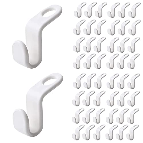 wangsheng 50 Pièces Crochet de Connexion Cintre cintres Gain Place Crochets Connecteur Clips D'extension Cintre, Accessoire en Velours pour Économiser l'espace Placard Cover