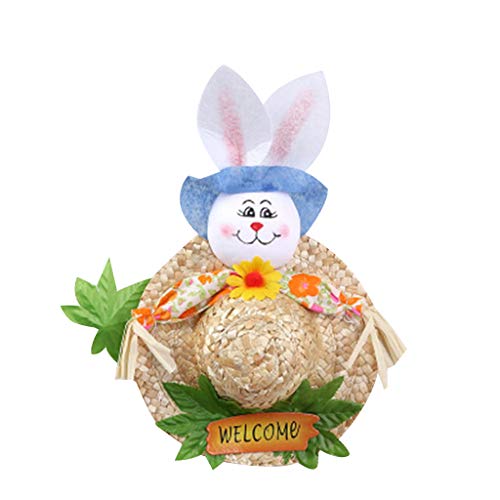 Guaber Colgante de sombrero de paja de Pascua, espantapájaros, adorno colgante para decoración de fiesta en el hogar, hecho a mano, regalo creativo para niños, decoraciones de Pascua de madera para