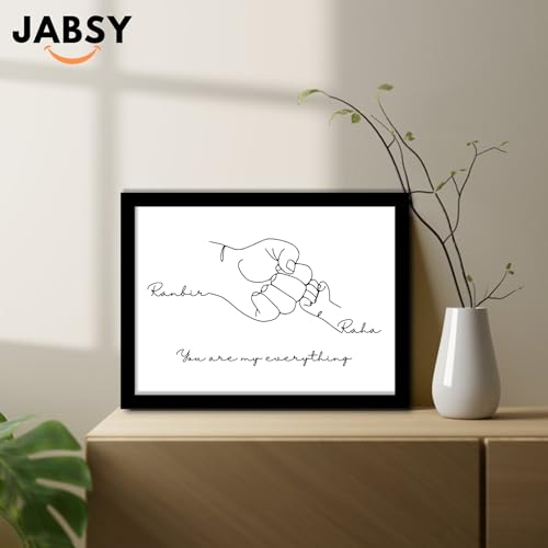 Image of JABSY Personalised Couple Framed Print for Living Room Bedroom Office Gift for Engagement Wedding Birthday Anniversary Love Speical Gift (fist-bump)