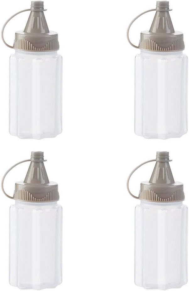 4 piezas Mini Jam Squeeze Bottle Jar Salsa Condimento Caja con tapa, Botella Exprimible Portátil PP Cocina Fácil Limpieza Contenedor de