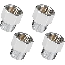 WHK 4-Pack Brass Pipe Fittings - 1/2 Inch Male/Female NPT Reducer Adapter with Chrome Finish