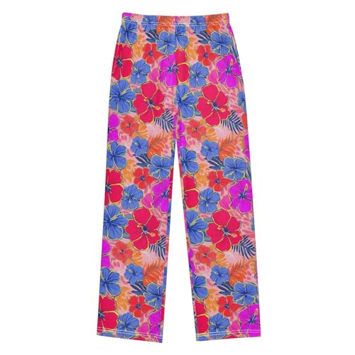 ALAZA Purple Hibiscus Flower Blossom Pajama Lounge Pants Long Sleep Pajama Bottoms with Pockets