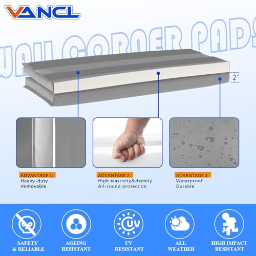 Image of Wall Corner Padding Light Grey Wall Corner Guards Heavy Duty Wall Corner Edge Protector Wall Cushion Mats Waterproof Durable 2 Sides Wall Corner Pads for Safety