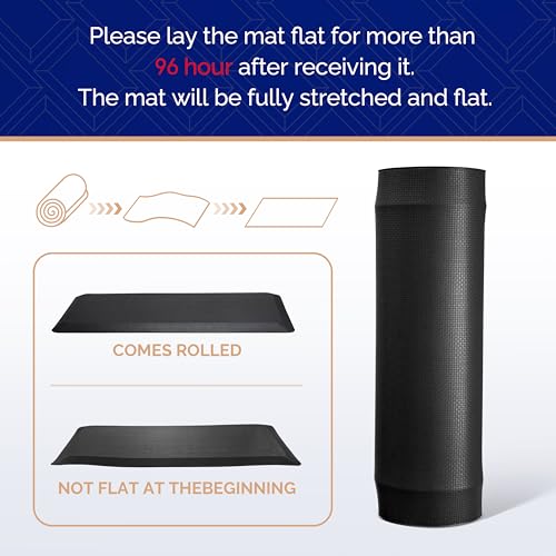 Image of FEATOL Anti Fatigue Mat for Standing, 9 /10 Extra Thick Ergonomic Standing Desk Mat, Comfort Memory Foam Standing Mat at Home,Office All Day (24 inch x 70 inch, Black, 1PC)