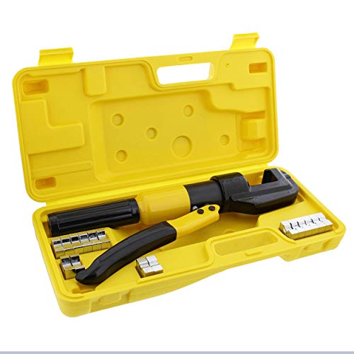ABN 10-Ton Hydraulic Crimper Tool with 9 Dies for 12 to 2/0 Gauge Wire, Battery Cable Crimping Tool Terminal Lug Crimper