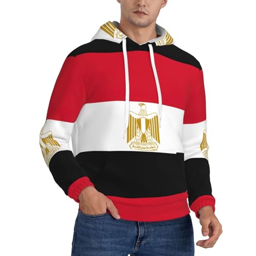 nanger Egyptian Flag Print Men'S Casual Hooded Sweatshirt, Thin Fleece Long Sleeve Hoodie Pullover With Pocket