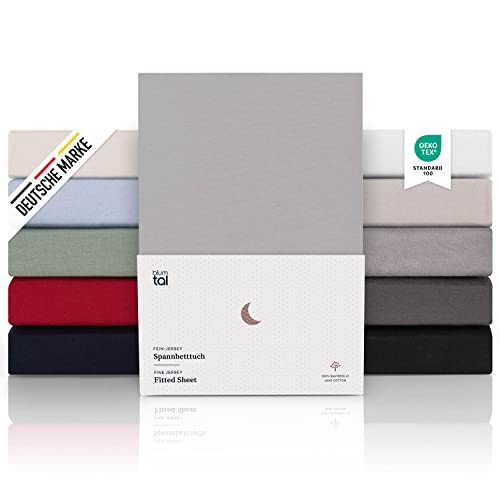 Blumtal Premium Spannbettlaken 270x200 Matratze Jersey 1er Set - Oeko-TEX zertifiziertes Bettlaken aus Baumwolle - Leintuch 270x200 Grau