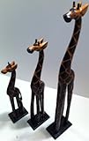 Möbel BAKA 3 Giraffen Holzgiraffen Set Semoggi Afrika Holz Giraffe Figur Skulptur