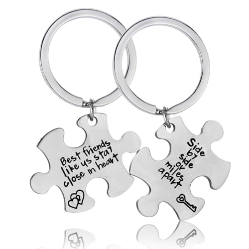 2 peças chaveiro combinando melhor amigo chaveiro amizade presente de longa distância para amigos amigos, Prata, tamanho �nico
