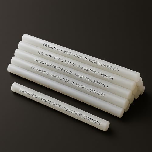 Image of Crown Milky White Hot Melt Glue Stick | Strong Gumming for DIY & Professional Use | White Color | 220mm x 11mm | Pack of 20