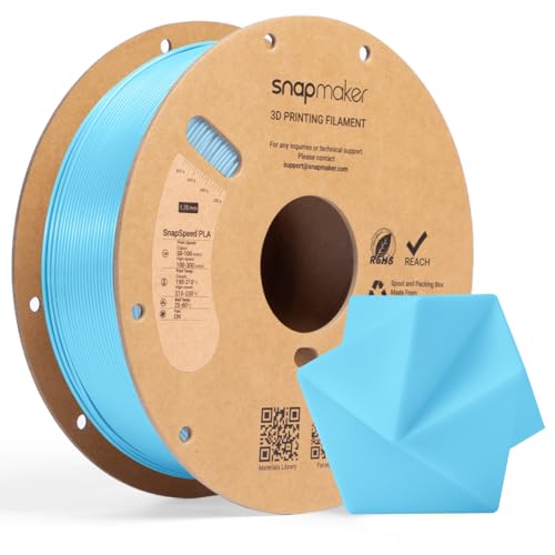 Image of Snapmaker PLA Basic Filament 1.75mm,Snapspeed 3D Printer Filament Up to 300mm /s High Speed Printing,Dimensional Accuracy + /- 0.02 mm,Clog-Free for Most FDM Printers,1kg (2.2lbs) (Sky Blue-RFID)