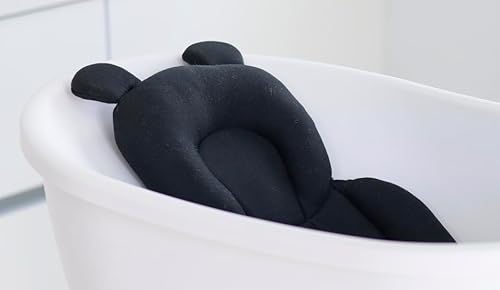 Miniatura 6 de Bañera de lujo para bebé con soporte de madera, diseño convertible de 3 etapas, ergonómico y protector de espalda (paquete negro (moderno))