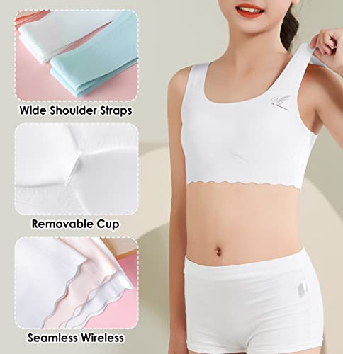 Happy Cherry Girls Seamless Stretch Bra Ultra Comfort Soft, Invisible Dig-Free Teen Bras with Removable Padding2
