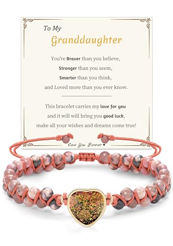 Image of Gifts for Daughter Granddaughter, To My Mom Grandma Wife Girlfriend Sister Jasper Heart Bracelets Birthday Graduation Anniversary Christmas Stocking Stuffers Valentines Mothers Day Jewelry