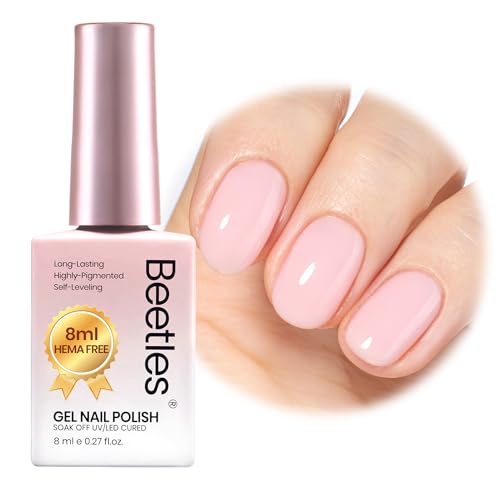 Image of Beetles Nude Pink Gel Nail Polish - 8ml HEMA-Free Natural Gel Polish Nail Concealer Jelly Sheer Translucent Effect Soak Off UV Misty Rose Collection Nail Art Manicure Gift for Women