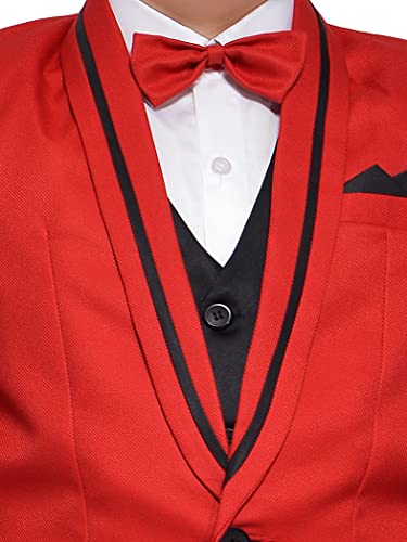 Image of Boys Red Coat Suit Set with Waistcoat Shirt and Trousers (9086)