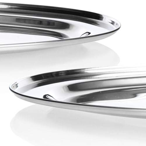 Foto von com-four® 2X Serviertablett aus Edelstahl, Tablett oval zum Servieren