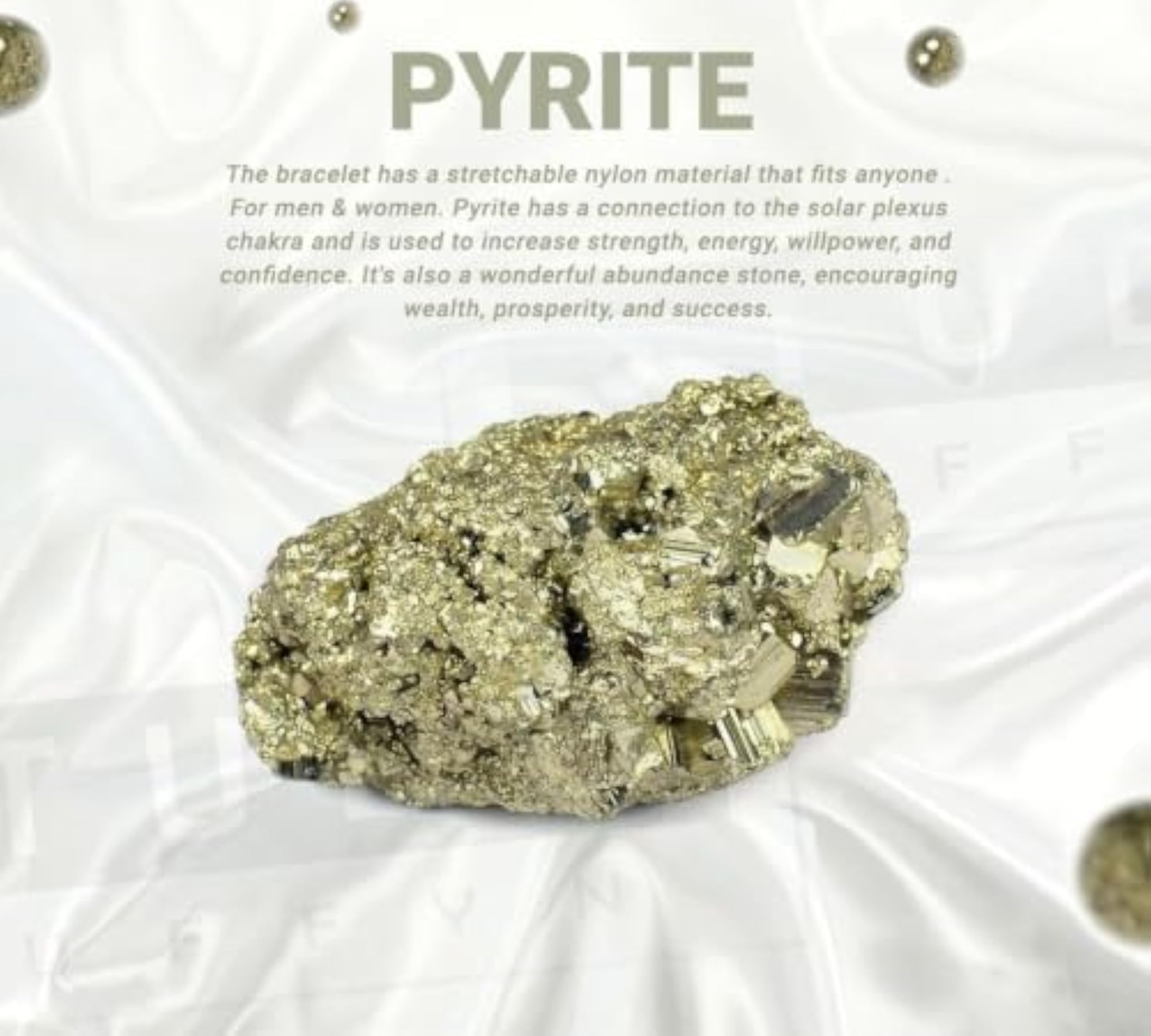Golden Pyrite Bracelet, Certified Healing Crystal