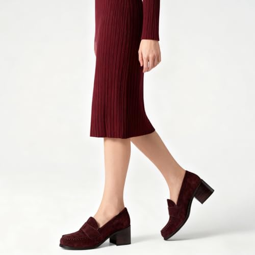Image of SHODENSE Women Vintage Chunky Heel Loafers Pumps Platform Round Closed Toe Oxford Shoes Burnished Patent Matte Suede Slip On Dress Loafer Block Stacked Heels Office Formal Work Business 4-11 M US