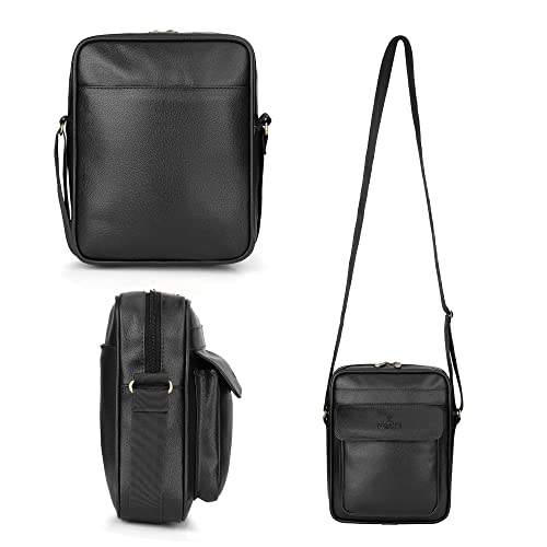 Image of The Clownfish Della Series Faux Leather Messenger One Side Shoulder Bag and Sling Cross Body Travel Office Business Bag for Men and Women (Black)