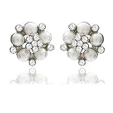Lovett & Co - Audrey Hepburn Pearl Stud Earrings | Elegant Diamante Jewellery Stud Pearl Earring For Women | Classic Breakfast at Tiffany's Inspired Vintage Earrings Jewellery
