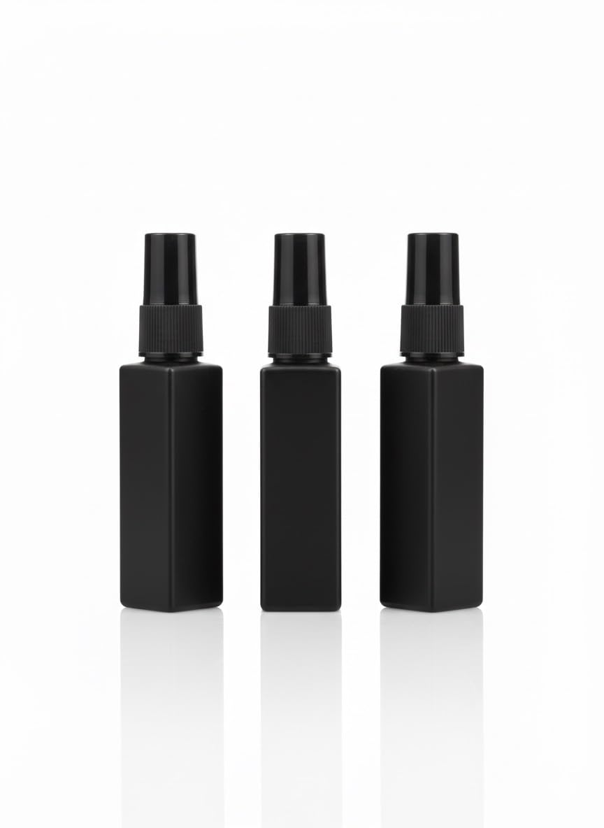 Hunky Dory 3pcs 8ml Empty Black Perfume Spray Bottle | Mini Square Matte Atomizer | Refillable Travel Size Fine Mist Decanter for Cologne, Fragrance, or Essential Oils-image-32