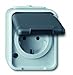 Produktbild Steckdose 1f lgr mt AP Klappd IP44 horiz/vert Komplettgeh 445009