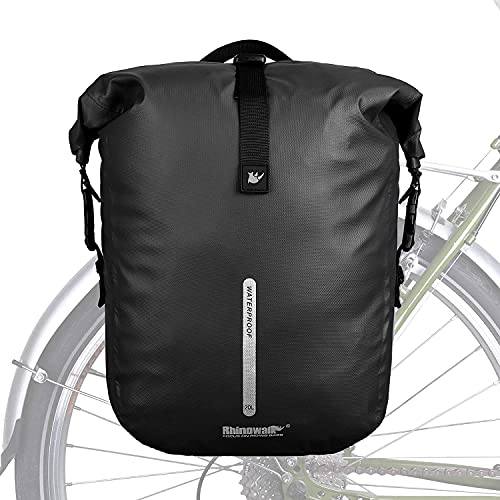 Rhinowalk Bike Pannier Bag Waterproof Rack Bicycle Bag 18L Bike Bag Shoulder Bag Laptop Pannier Backpack Professional Cycling Accessories-Black