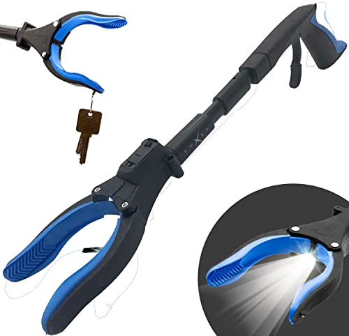 Grabber Tool 19\" Aluminum Magnetic Claw with LED Light, Lightweight Foldable Reacher Grabber Pickup Tool, Gripper Grabbers for Elderly Grab it Reaching Tool Trash Picker Grabber, Blue, by Luxet - Thumbnail 2